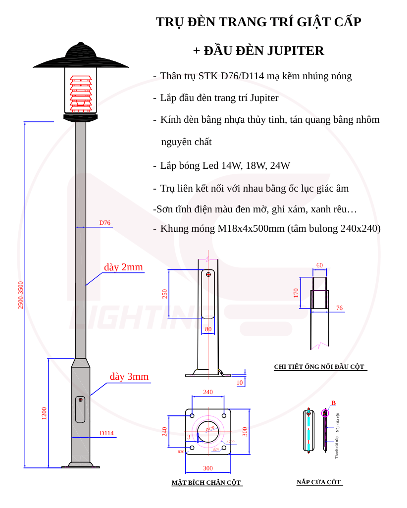 cột đèn giật cấp đầu Jupiter cột đèn giật cấp đầu Jupiter