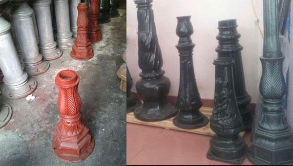 hình ảnh đế cột đèn sân vườn tại xưởng sản xuất