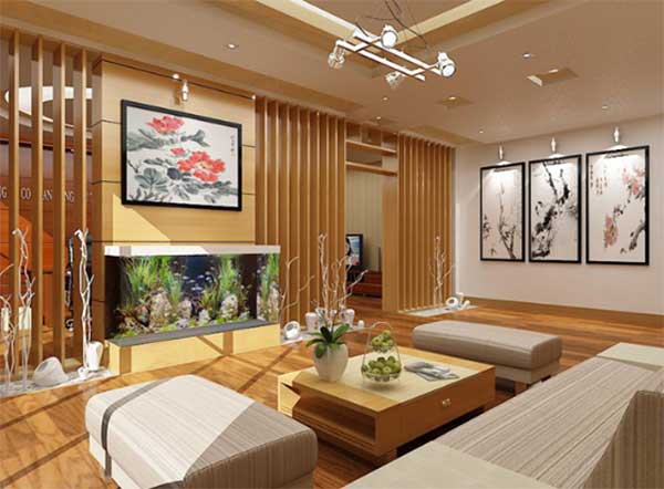 Ánh sáng đèn điện chiếu sáng trong nhà