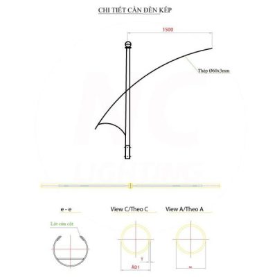 Bản vẽ chi tiết cần đèn kép