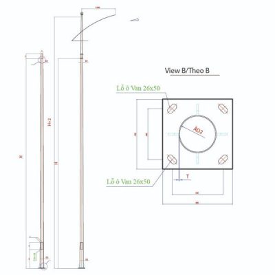 Cột Đèn Chiếu Sáng Đường Phố NC-10 Bản vẽ chi tiết Cột Đèn Chiếu Sáng Đường Phố NC-10