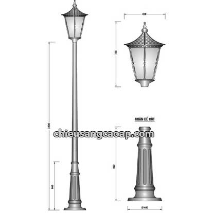 Bản vẽ cột đèn lồng năng lượng mặt trời 