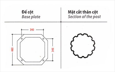 Bản vẽ đế Cột Đèn DC-05B