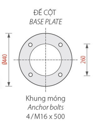 Bản vẽ đế cột đèn sân vườn Banian