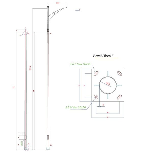 Bản vẽ demo cột Đèn Chiếu Sáng NC-03