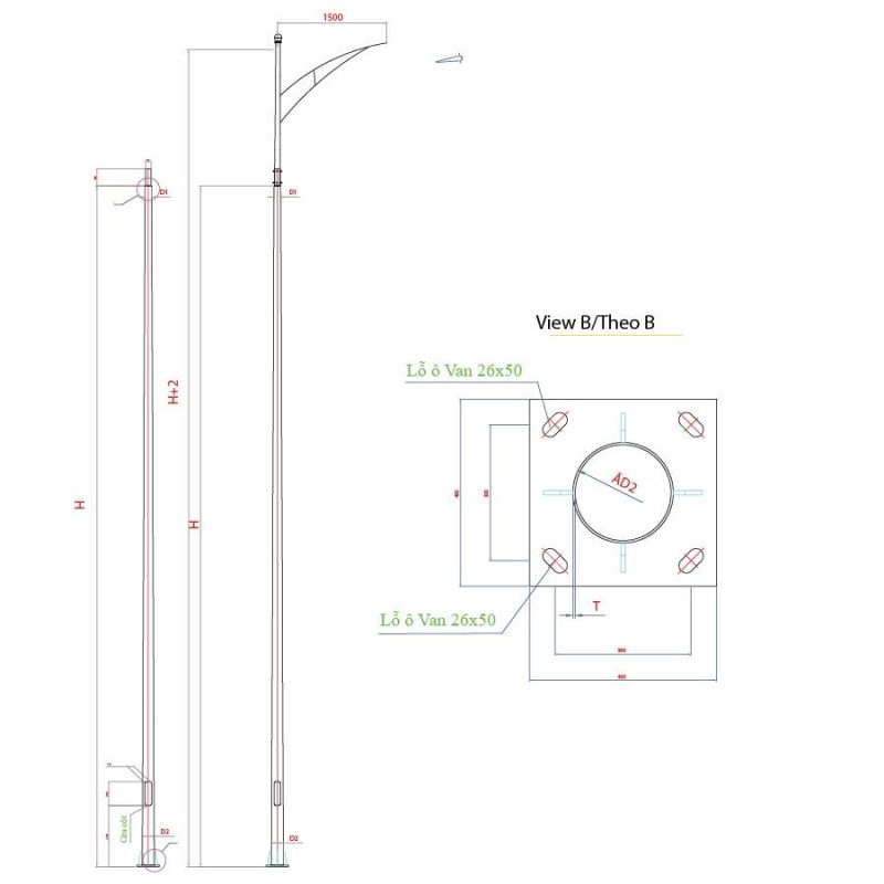 Bản vẽ demo cột Đèn Chiếu Sáng NC-03