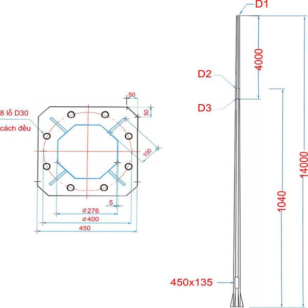 Bản vẽ trụ đèn sân bóng đá