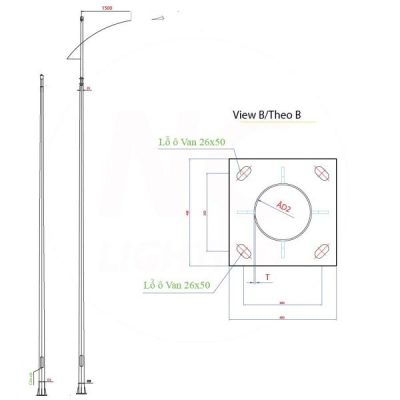Trụ Đèn Cao Áp Mạ Kẽm NC-07 Các chi tiết đèn cao áp NC07