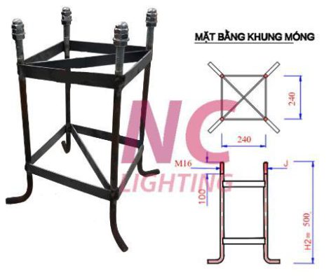 Các thông số của khung móng cột đèn