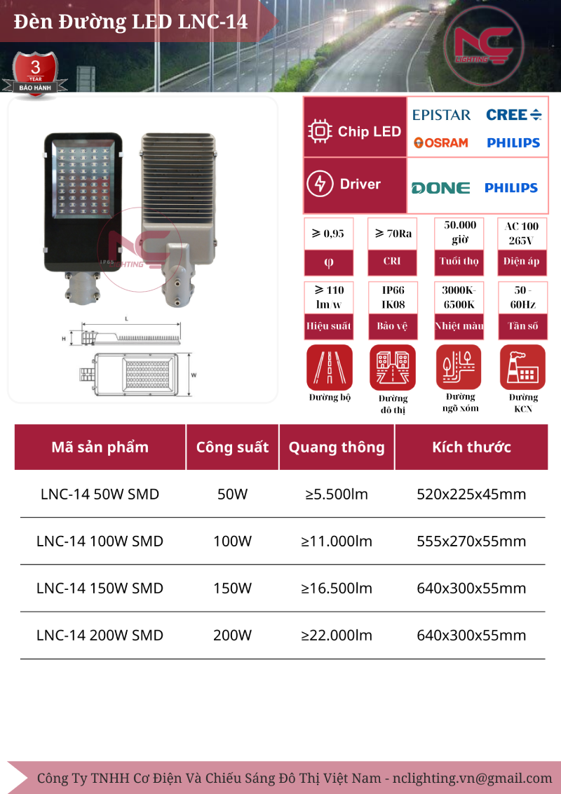 Catalogue Đèn Đường Led LNC-14