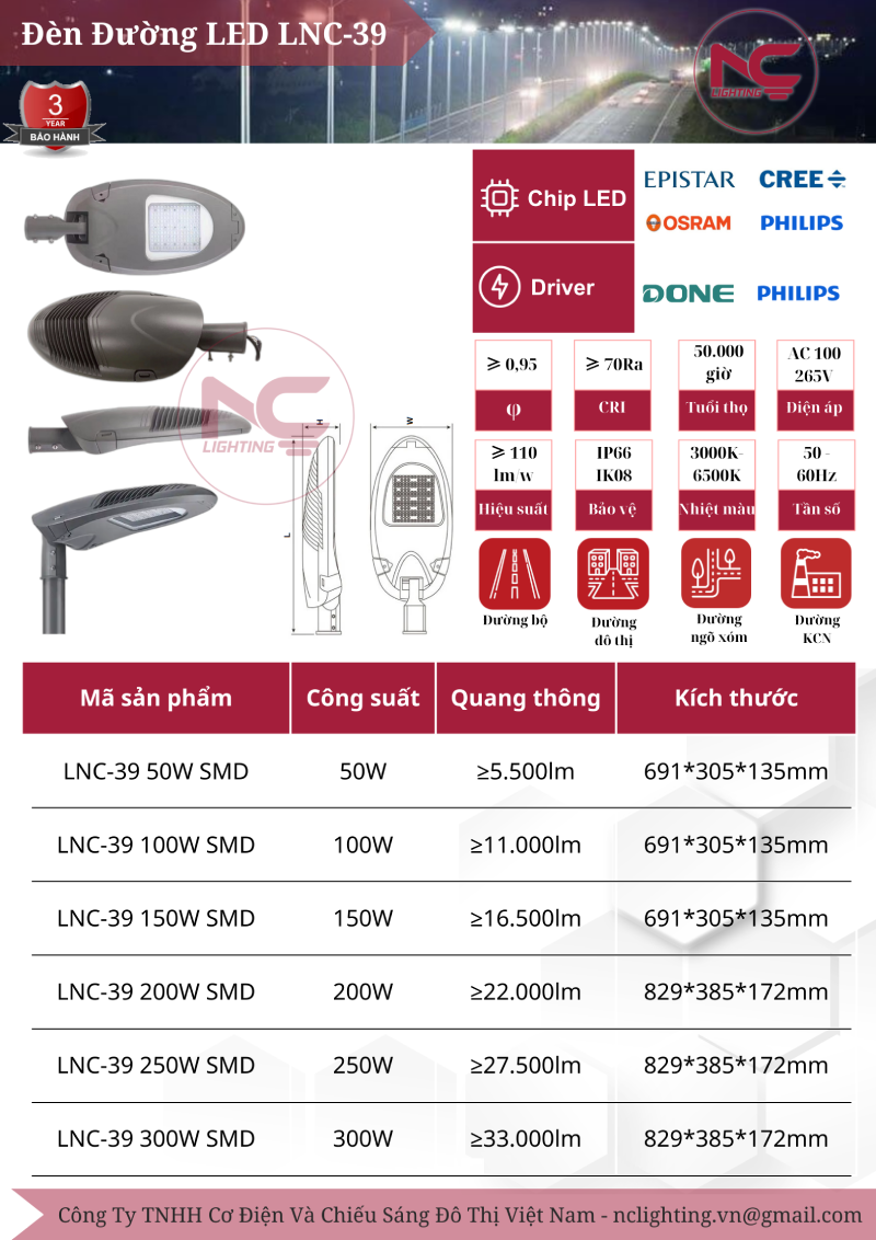 Đèn Đường Led LNC39 Catalogue đèn đường led LNC-39