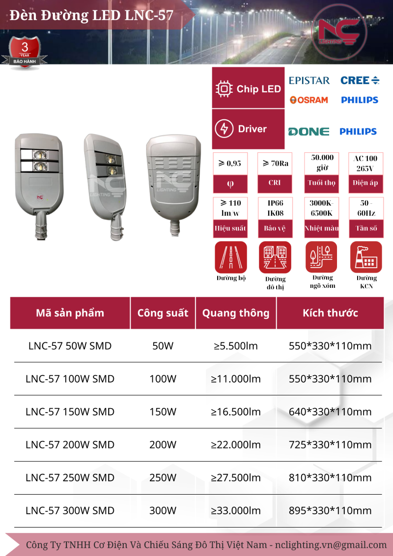 Catalogue đèn đường led LNC-57