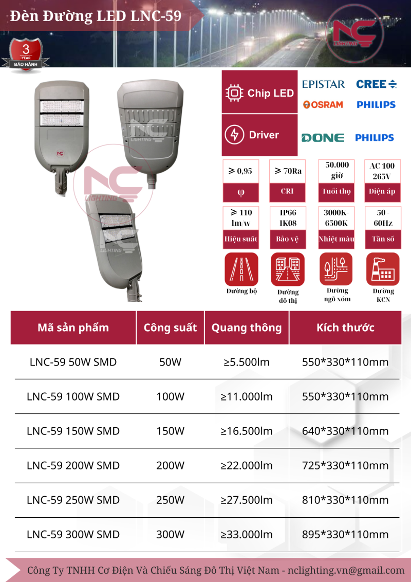 Catalogue đèn đường led LNC-59