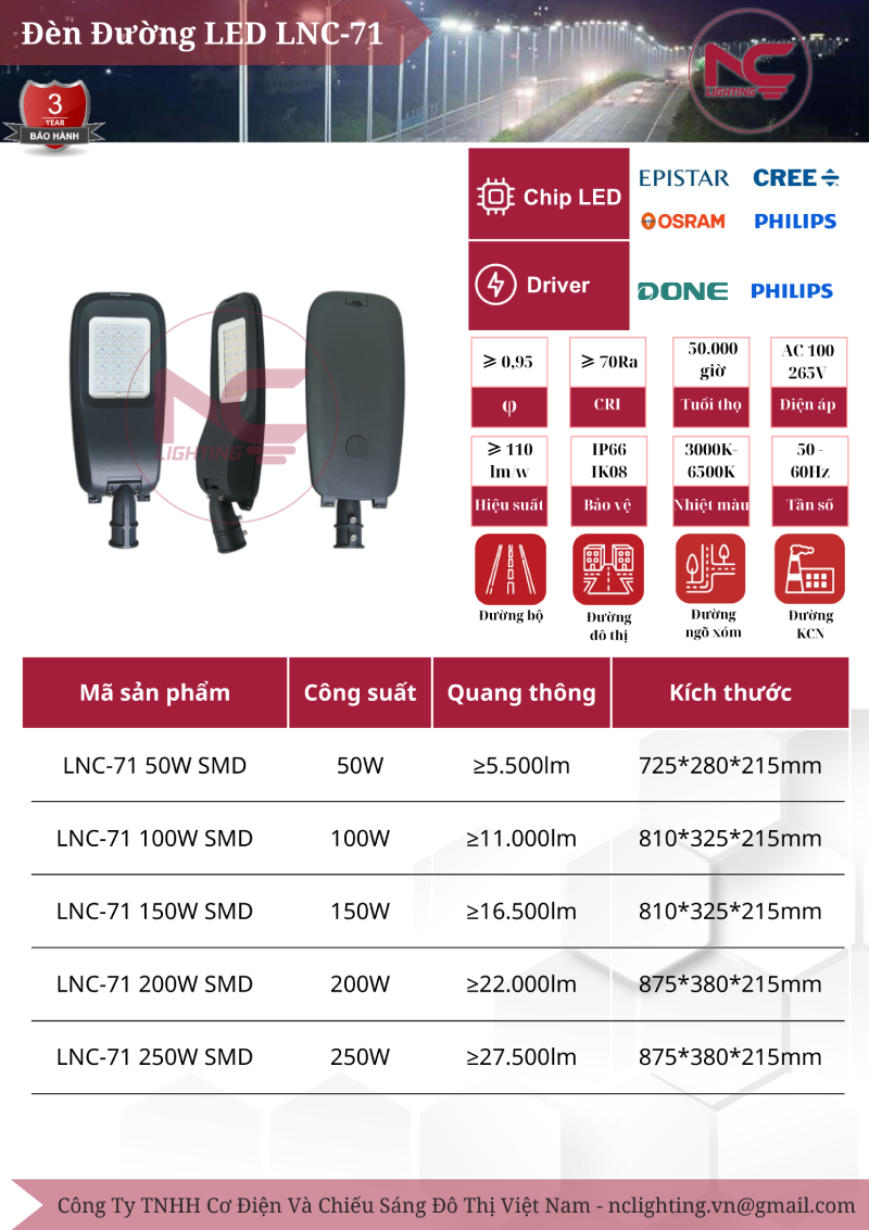 Đèn Đường Led LNC71 Catalogue Đèn Đường Led LNC-71