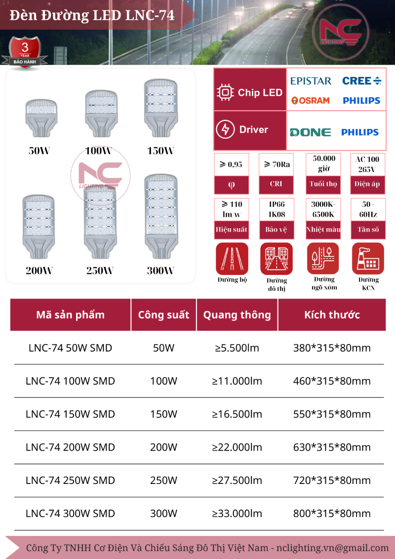 Catalogue Đèn Đường Led LNC-74