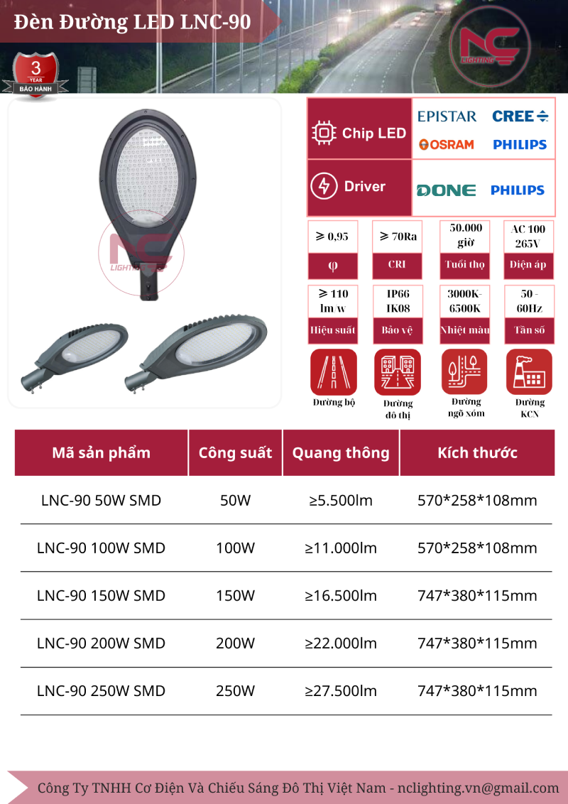 Catalogue Đèn Đường Led LNC-90