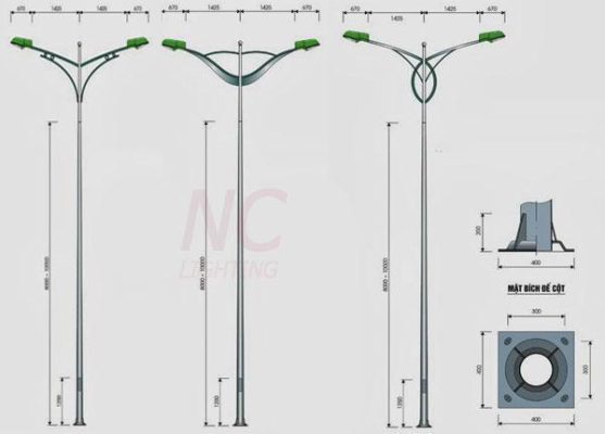 Cột Đèn Tròn Côn Rời Cần Kép Cột Đèn Tròn Côn Rời Cần Kép