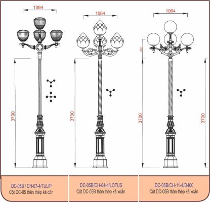 Bản vẽ Cột Đèn DC-05B NC Lighting
