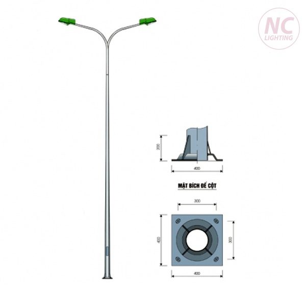 Cột Đèn Tròn Côn Liền Cần Kép Nc Lightingighting