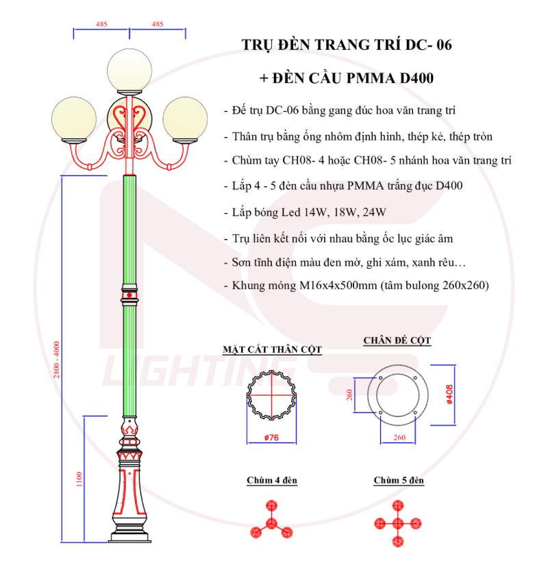 DC-06 4 bóng cầu đục
