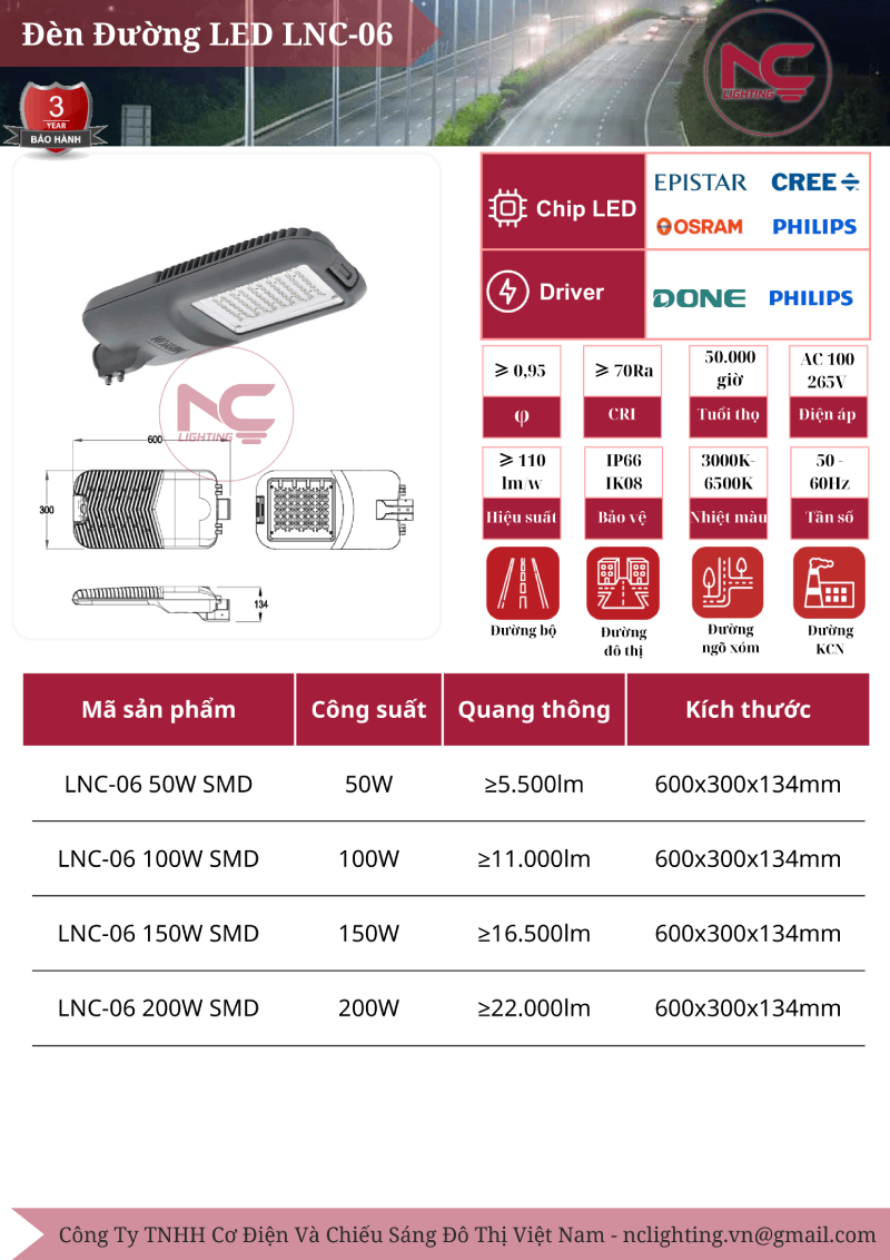 Đèn đường led LNC-06 NC Lighting