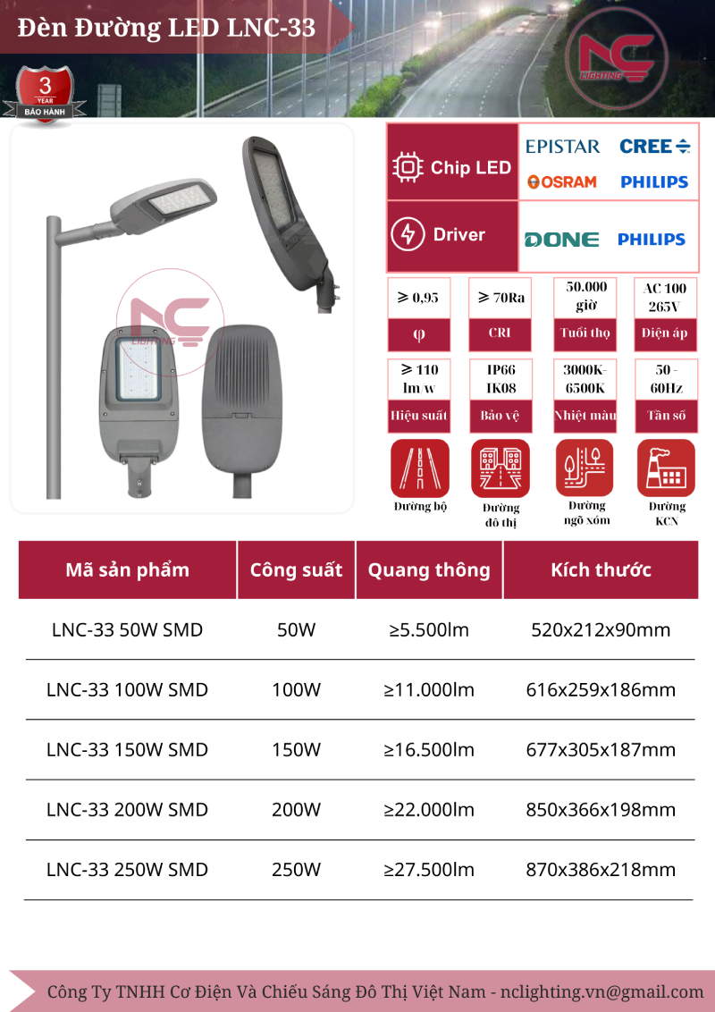 Đèn Đường Led LNC33 Đèn Đường Led LNC-33