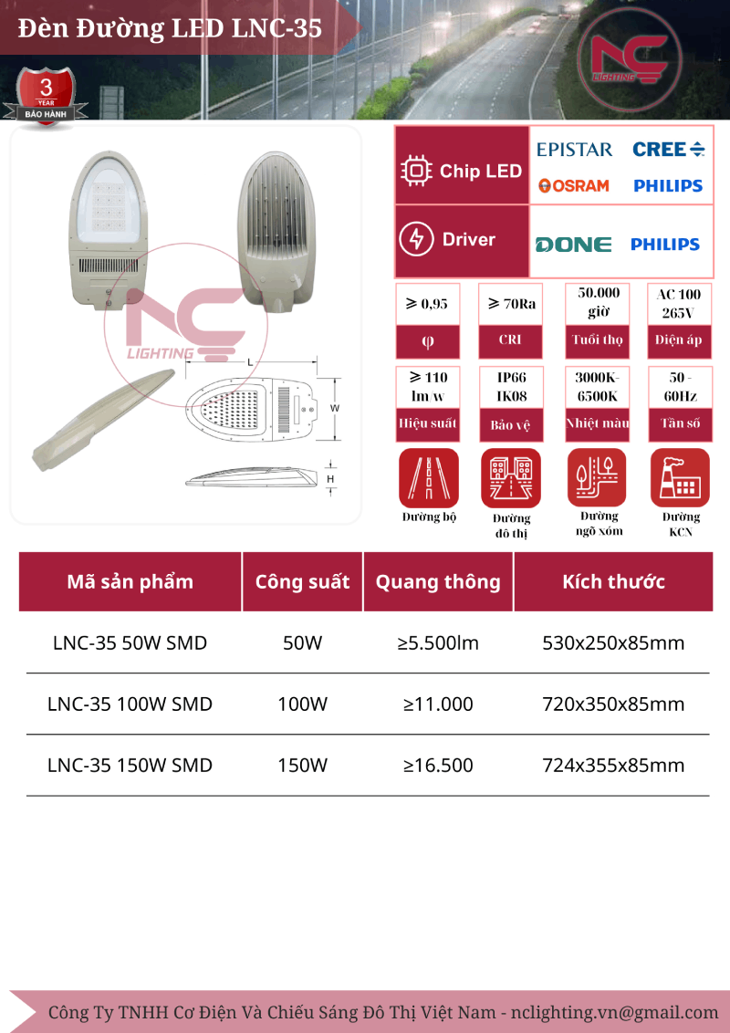 Đèn đường led LNC-35