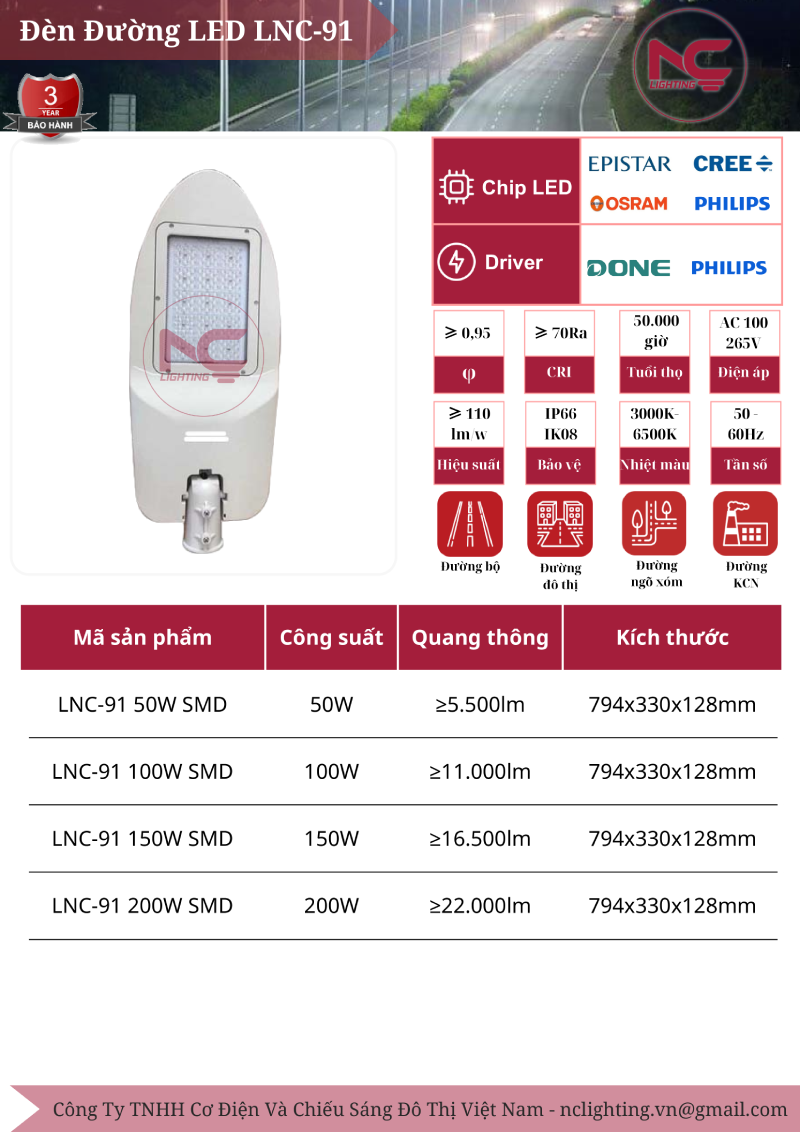 Đèn Đường Led LNC91 Đèn Đường Led LNC-91