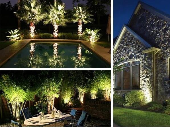 Đèn pha led chiếu sáng sân vườn về đêm