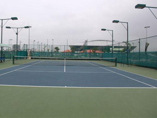 Cột Đèn Sân Tennis NC- 01 Hình ảnh Cột Đèn Sân Tennis NC- 01 lắp đặt trên sân