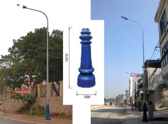 Cột đèn cao áp đế gang NC- 01 Hình ảnh thực tế lắp đặt cột đèn đế gang NC -01