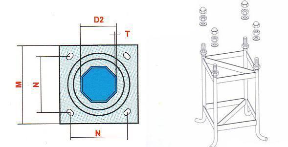 Cột Đèn Cao Áp Bát Giác Rời Cần Đơn Khung móng của Cột Đèn Bát Giác Rời Cần Đơn