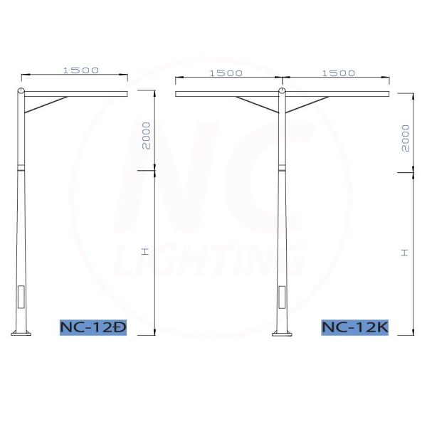 Kích thước Cột đèn sân vườn NC-12