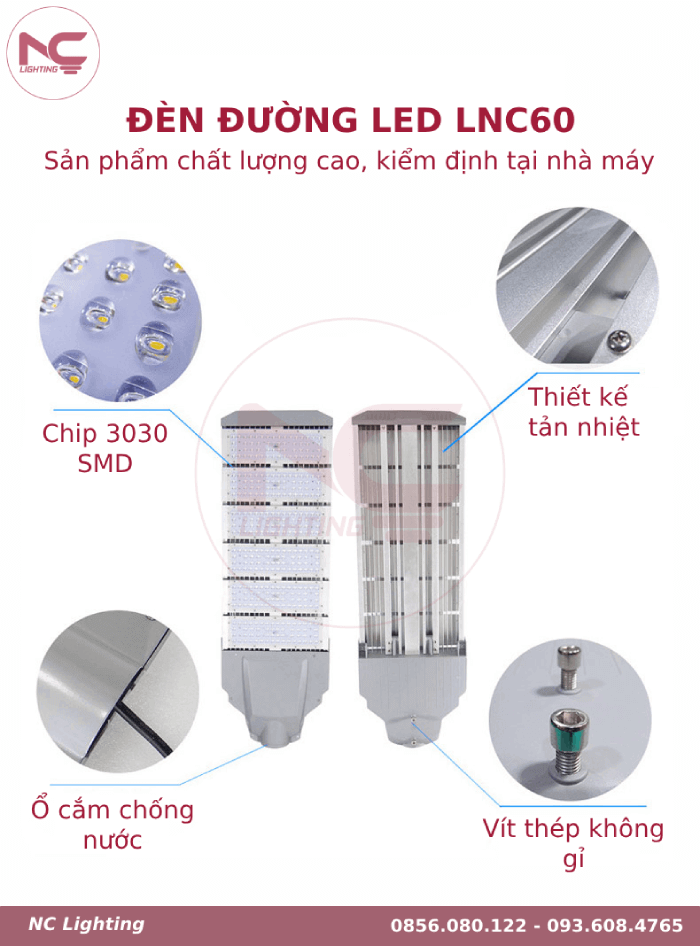 đặc điểm đèn đường led lnc60