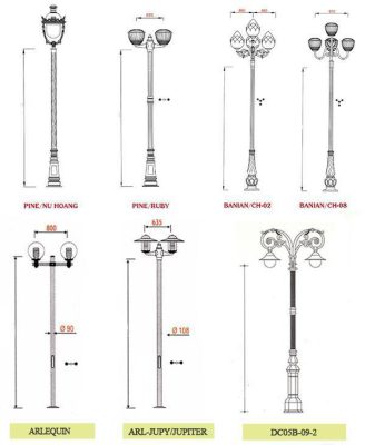 Cột đèn sân vườn lắp đặt trong công viên