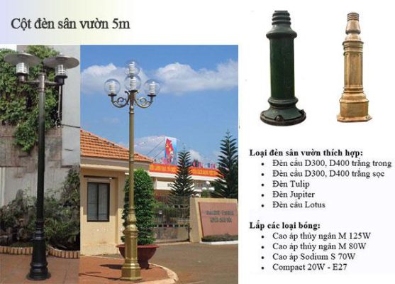 Mẫu cột đèn sân vườn 5m đẹp