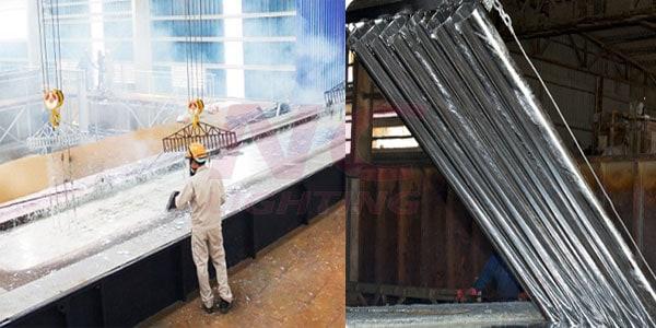 Quá trình mạ kẽm nhúng nóng cột đèn