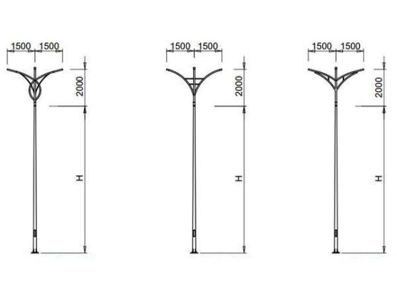 Cột Đèn Tròn Côn Rời Cần Kép Thông số kỹ thuật của cột đèn cao áp tròn côn rời cần kép