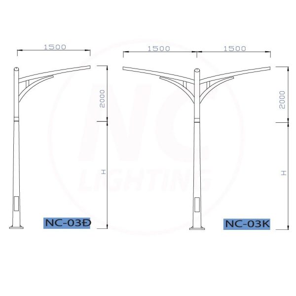 Thông số kỹ thuật của cột Đèn Chiếu Sáng NC-03