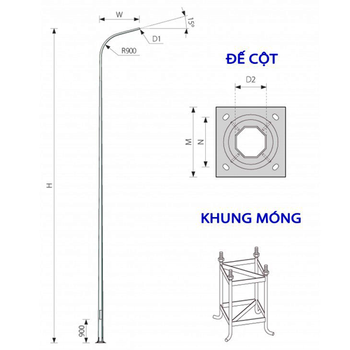 Trụ Đèn Cao Áp 6m trụ đèn cao áp 6m