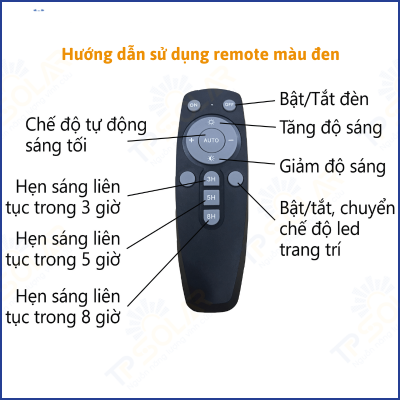 Cách sử dụng remote đèn năng lượng mặt trời màu đen