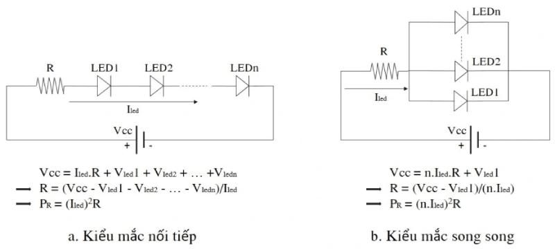 Cách mắc đèn led nối tiếp và song song