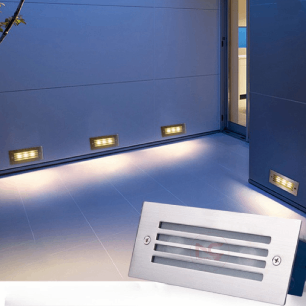 Mẫu Đèn Âm Cầu Thang Mặt Inox ACTMI chiếu chân tường