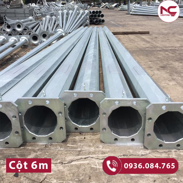 Tìm hiểu trụ cao áp, cột đèn đường cao bao nhiêu mét? Cột đèn bát giác rời cần 6m