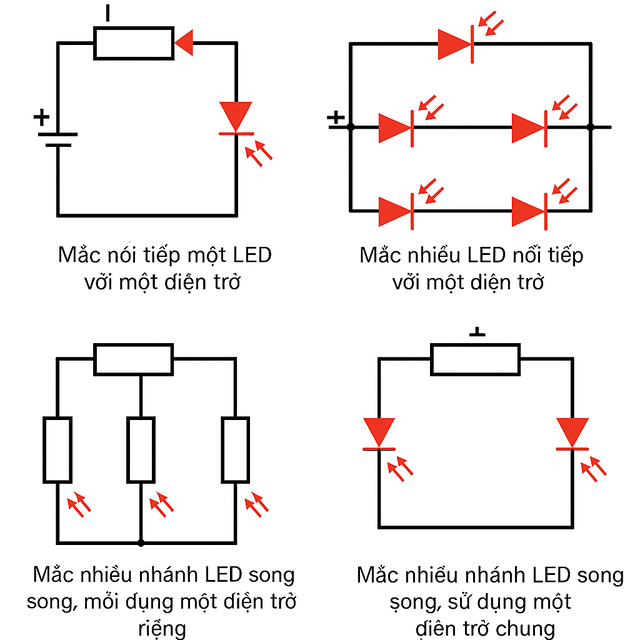 Hướng dẫn chi tiết cách tính điện trở cho led Cách nối điện trở với Led