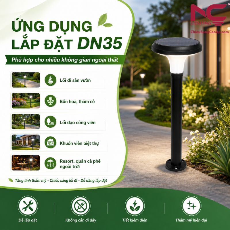 Đèn nấm NLMT DN35 Ứng dụng của đèn nấm DN35