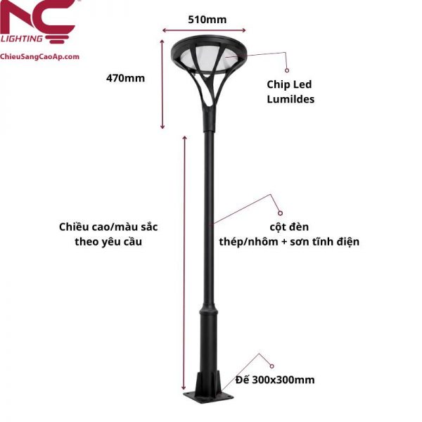 Cột đèn chiếu sáng sân vườn DN30 Cột đèn chiếu sáng sân vườn DN30