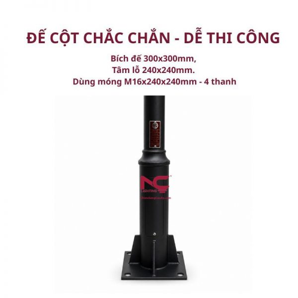 Cột đèn chiếu sáng sân vườn DN30 Đế cột đèn DN-30