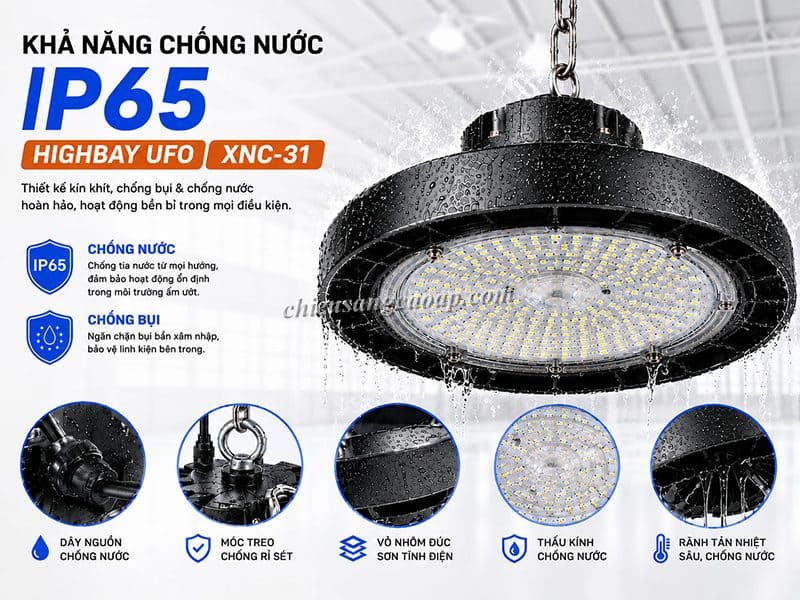 Đèn LED nhà xưởng Highbay UFO XNC-31 Khả năng chống nước của đèn LED nhà xưởng XNC-31